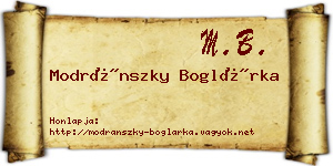 Modránszky Boglárka névjegykártya
